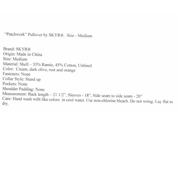 “Patchwork” Pullover by SKYR®.  Size - Medium - Picture 11 of 11